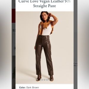 Like new! AF VEGAN LEATHER STRAIGHT PANTS COGNAC BROWN**out of stock!Worn once